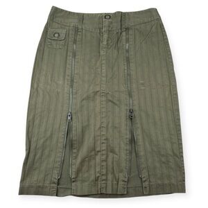 Morbid Threads Zip Pencil Skirt Goth Y2k Juniors 7 Olive Green 2000’s grunge